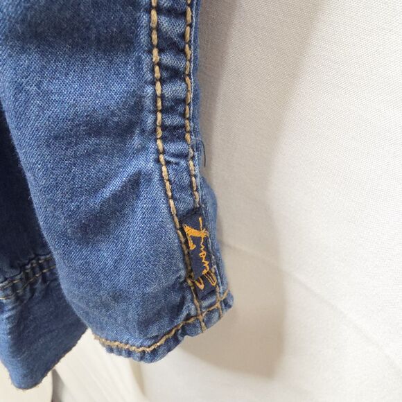 Seven for All Mankind Womens Denim Shirt Embellished Long Slv Snap Front 22/24 - Picture 8 of 15